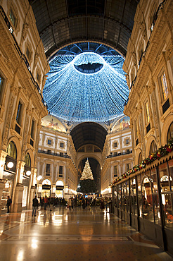 Galleria Vittorio Emanuele gallery, Christmas light, Milan, Lombardy, Italy, Europe