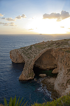 Wied iz-Zurriec, Blue Grotto and Filfola Islet, Malta Island, Mediterranean Sea, Europe