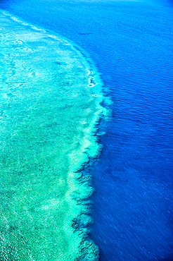 Natural Great Barrier Reef in Queensland. Aerial view of nature paradise with magnificent colors.