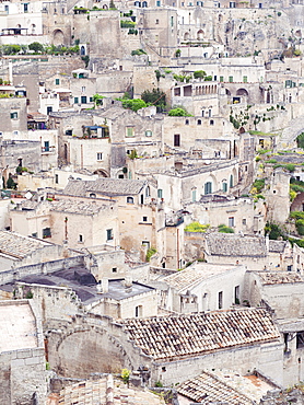 View of the ancient village of Sassi, they are composed of the Sasso Caveoso and the later Sasso Barisano, Matera, Basilicata, Italy, Europe