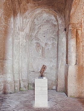 Interrior of the church of San Nicola del Greci, This monastic complex is one of the most important monuments in Matera and is composed of dozens of caves spread over two floors, Matera, Basilicata, Italy, Europe