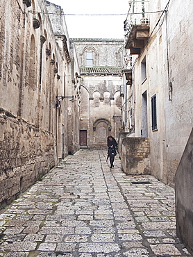 Old street in historical centre of the Sassi di Matera, Basilicata, Italy, Europe