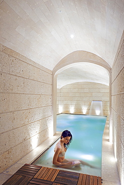 The indoor thermal baths of Palazzo Gattini Resort a luxury hotel located in Piazza del Duomo in Matera, Basilicata, Italy, Europe