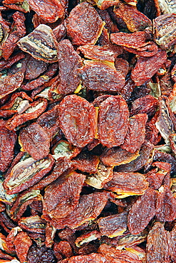 Dry tomatoes at the summer market of Port Grimaud, Provence, France.