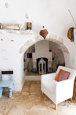 Traditional old Trullo refurbished, Ceglie, Valle d'Itria Valley, Apulia, Southern Italy, Europe