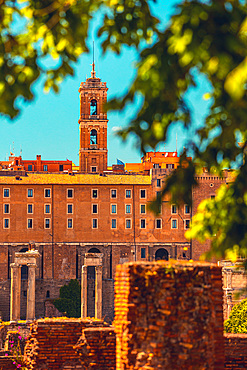 Bell tower in background, Rome, Italy, Europe