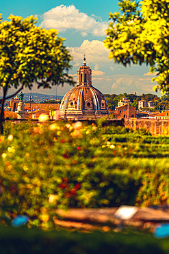 Gardens of Farnese upon the Palatine with beautiful panorama view on Rome, Italy, Europe