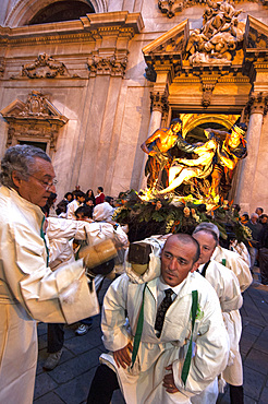 The kiss of Judas by Giuseppe Rungaldier (1926) Brotherhood of Saints Augustine and Monica. Exit from the cathedral.The Good Friday Procession in Savona is a religious event, which dates back to 1200 AD in the Middle Ages. Savona; Liguria; Italy.