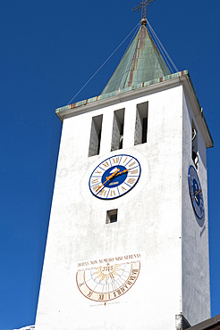 The bell tower of the church of Cervinia; Valle d'Aosta; Italy