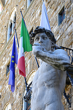 Copy of Michelangelo's David statue in Piazza della Signoria in Florence. Italy; Europe.