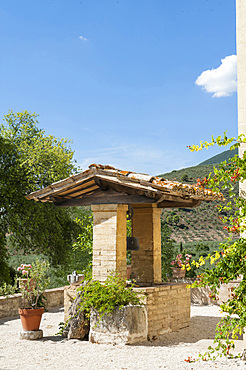 The palace of Villa Genga in the hamlet of Poreta; Spoleto; Perugia; Italy; Europe