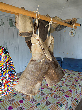 Traditional peat - stone house, used until app. 1985, now part of the local museum. The town Uummannaq in the north of West Greenland, located on an island in the Uummannaq Fjord System. America, North America, Greenland