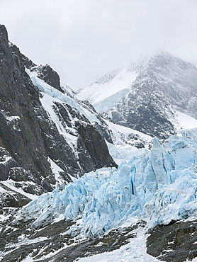 Glaciers of Drygalski Fjord at the southern end of South Georgia. Antarctica, Subantarctica, South Georgia, October