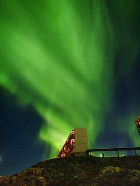 Northern lights over Nuuk. Nuuk the capital of Greenland during late autumn. America, North America, Greenland, danish terriotory