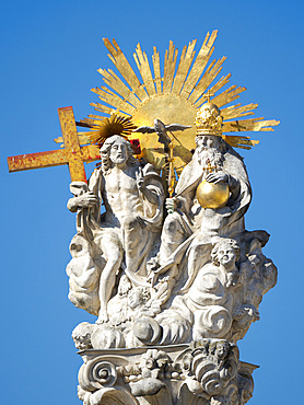 Holy Trinity Column (Szentharomsag-szobor) at the main square. Sopron in Transdanubia in the west of Hungary close to the border with Austria. Europe, Eastern Europe, Hungary