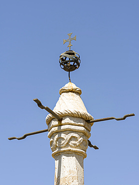 The pillory, Pelourinho. Cidade Velha, historic center of Ribeira Grande, listed as UNESCO world heritage. Island of Santiago (Ilha de Santiago), Islands of Cape Verde in the equatorial Atlantic.