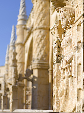 The two storied cloister, detail. Mosteiro dos Jeronimos (Jeronimos Monastery, Hieronymites Monastery) in Belem, listed as UNESCO world heritage. Lisbon (Lisboa), the capital of Portugal Europe, Southern Europe, Portugal