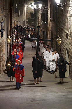 Holy Thursday procession in Radicofani, Tuscany, Italy, Europe