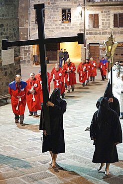 Holy Thursday procession in Radicofani, Tuscany, Italy, Europe