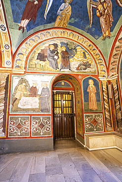 Sanctuary of the Sacro Speco of San Benedetto, Interior, Frescoes, Subiaco, Lazio, Italy, Europe