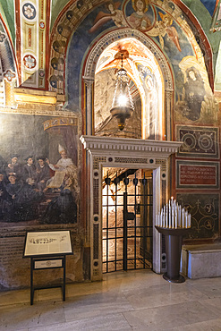 Sanctuary of the Sacro Speco of San Benedetto, Interior, Frescoes, Subiaco, Lazio, Italy, Europe