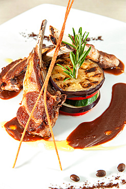 Lamb's chops with vegetable sauce, Chef, Gianni, Di Rutigliano, Intercontinental, De La Ville, Roma, Lazio, Italy, Europe