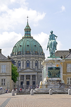 Frederik's Church from the inner courtyard of the Amalienborg Palace, Copenhagen, Denmark, Scandinavia, Europe