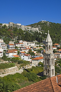 The Fortress overlooking the medieval city of Hvar, island of Hvar, Dalmatia, Croatia, Europe 