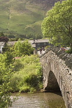 Grange Village and bridge, Borrowdale, Lake District, Cumbria, England, United Kingdom, Europe