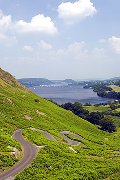 Lake Ullswater from Martindale Road, Lake District National Park, Cumbria, England, United Kingdom, Europe