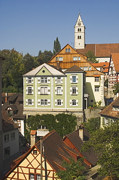 View from Town Hall garden, Meersburg, Baden-Wurttemberg, Lake Constance, Germany, Europe