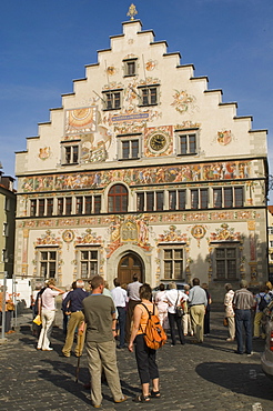 Gable with murals, Rathaus, Lindau, Bavaria, Lake Constance, Germany, Europe