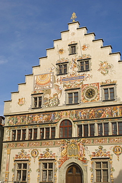 Gable with murals, Rathaus, Lindau, Bavaria, Lake Constance, Germany, Europe