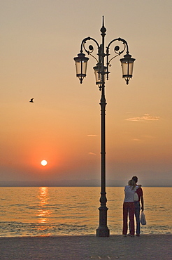 Sunset, Lazise, Lake Garda, Veneto, Italian Lakes, Italy, Europe