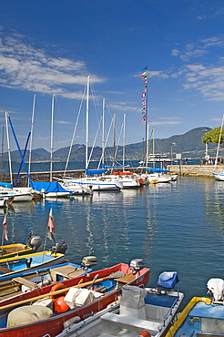 Boats in the harbour, Torre del Benaco, Lake Garda, Veneto, Italy, Europe