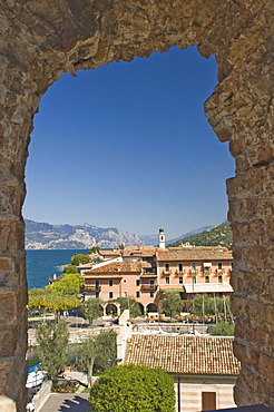 A view from the castle over Torre del Benaco, Lake Garda, Veneto, Italy, Europe