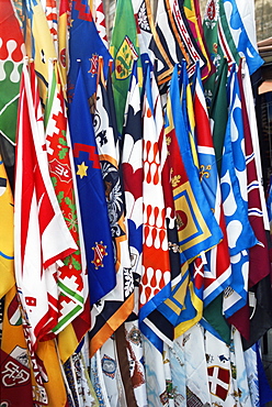 Flags and banners, Siena, Tuscany, Italy, Europe