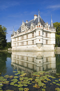 The 16th century moated Chateau d'Azay le Rideau, Indre-et-Loire, Loire Valley, France, Europe