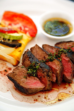 Filet mignon dish at the upmarket restaurant of Lagarde winery, Lujan de Cuyo, Mendoza, Argentina, South America