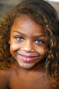 Portrait of a young girl at Rocinha favela, Rio de Janeiro, Brazil, South America