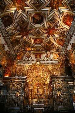 The interior of Igreja de Sao Francisco church, Salvador (Salvador de Bahia), Bahia, Brazil, South America 