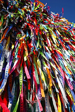 Lucky ribbons tied around at Igreja Nosso Senhor do Bonfim church, Salvador (Salvador de Bahia), Bahia, Brazil, South America 