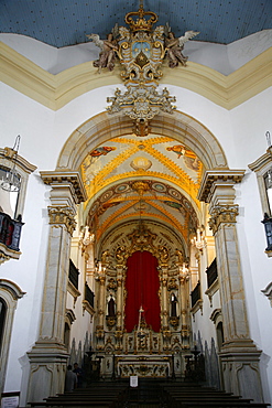 Interior of Igreja Nossa Senhora do Carmo (Our Lady of Mount Carmel) church, Ouro Preto, UNESCO World Heritage Site, Minas Gerais, Brazil, South America
