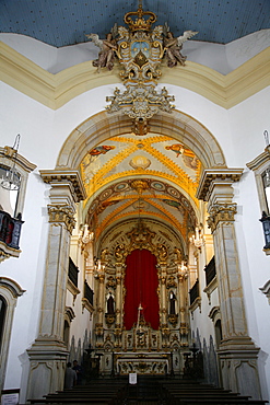 Interior of Igreja Nossa Senhora do Carmo (Our Lady of Mount Carmel) church, Ouro Preto, UNESCO World Heritage Site, Minas Gerais, Brazil, South America 