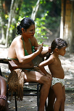 Pataxo Indian people at the Reserva Indigena da Jaqueira near Porto Seguro, Bahia, Brazil, South America