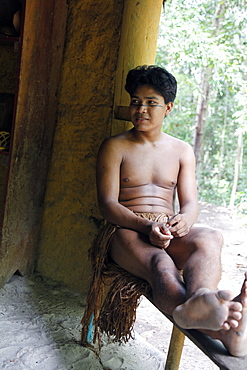 Pataxo Indian people at the Reserva Indigena da Jaqueira near Porto Seguro, Bahia, Brazil, South America