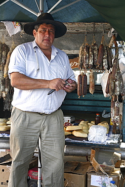 Local food stall selling salamies and cheese in Cafayate, Salta Province, Argentina, South America