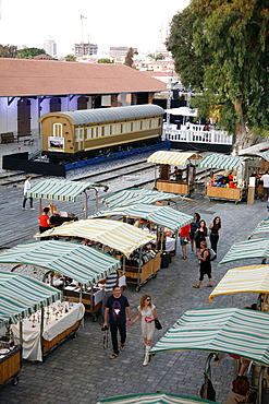 Hatachana marketplace, a former Ottoman train station in Neve Tzedek, now popular place with shops and restaurants, Tel Aviv, Israel, Middle East