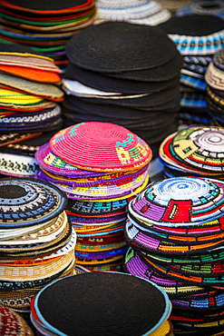 Colourful kipas, Jerusalem, Israel, Middle East 