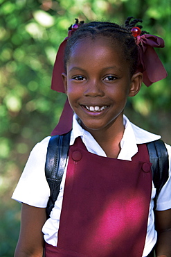 Portrait of a schoolgirl, Tobago, West Indies, Caribbean, Central America